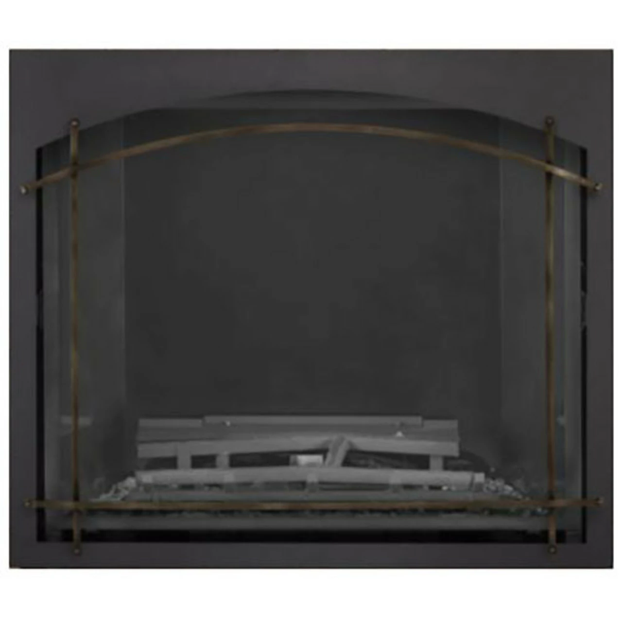 Burnished Brass Arched Iron Element On Black Whitney Front For Elevation X 42" - Napoleon 3 Burnished Brass Arched Iron Element On Black Whitney Front For Elevation X 42" - Napoleon