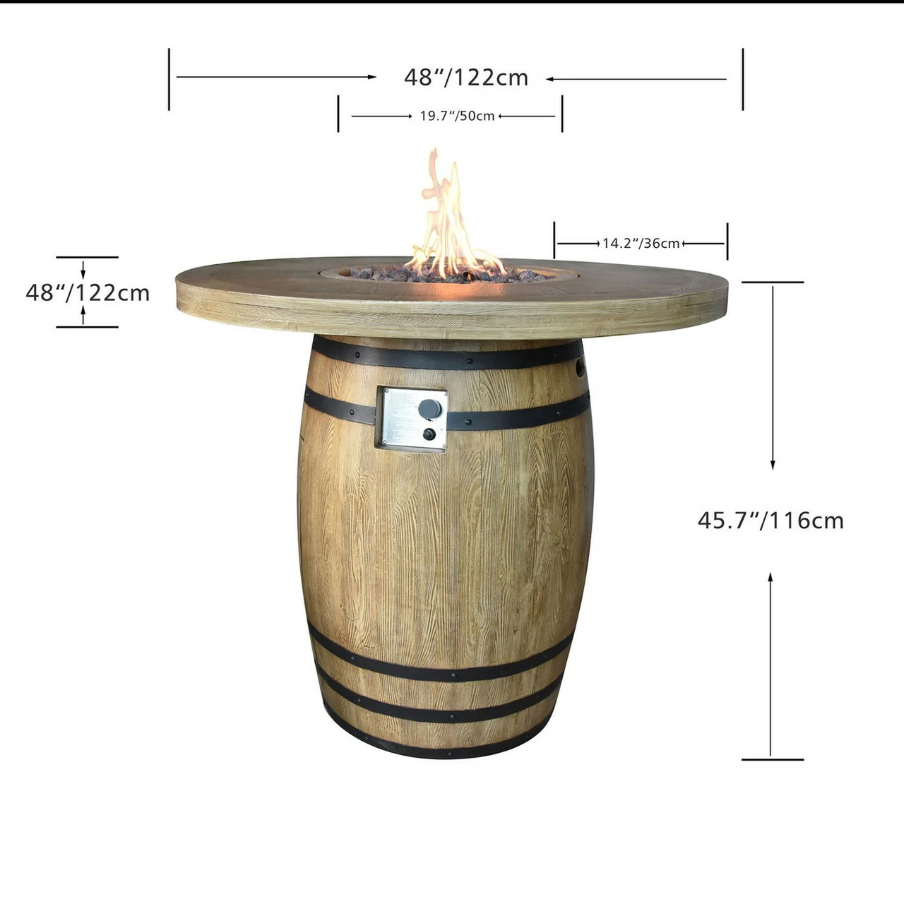 Elementi Lafite Barrel Fire Table 48" 4 Elementi Lafite Barrel Fire Table 48" - Image 2