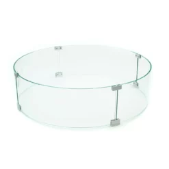 AMS Fire Pit Table Round Glass Wind Guard - 1/4" Thick Glass - Fire Flame Guard