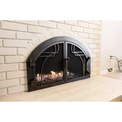 Mavericks Arched Fireplace Door - Wrought Iron