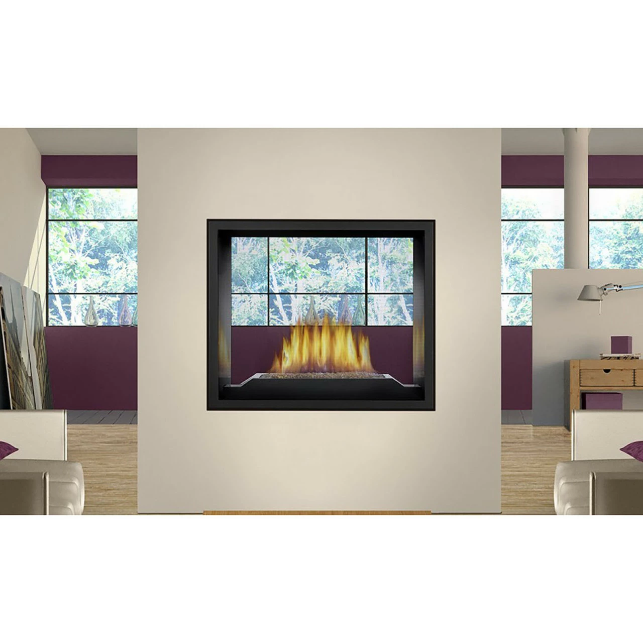 High Definition 81 See Through Gas Fireplace With Mineral Rock Set Burner Assembly - Napoleon 6 High Definition 81 See Through Gas Fireplace With Mineral Rock Set Burner Assembly - Napoleon - Image 4