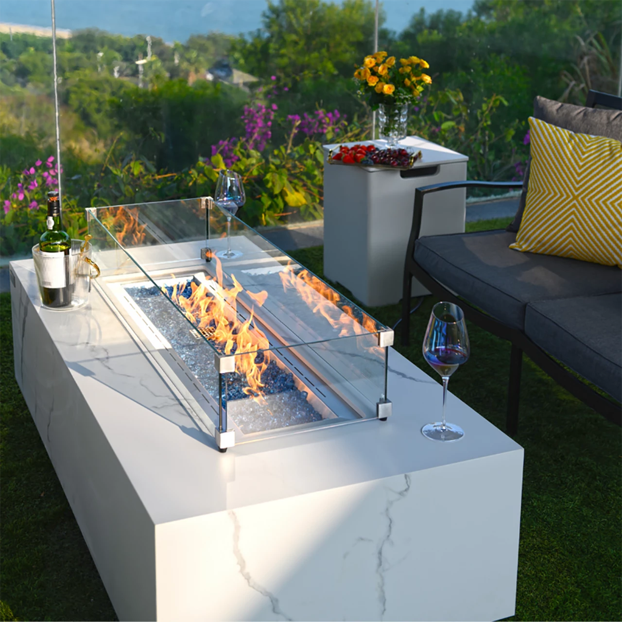 Elementi Plus Carrara Marble Porcelain Fire Table 4 Elementi Plus Carrara Marble Porcelain Fire Table - Image 2