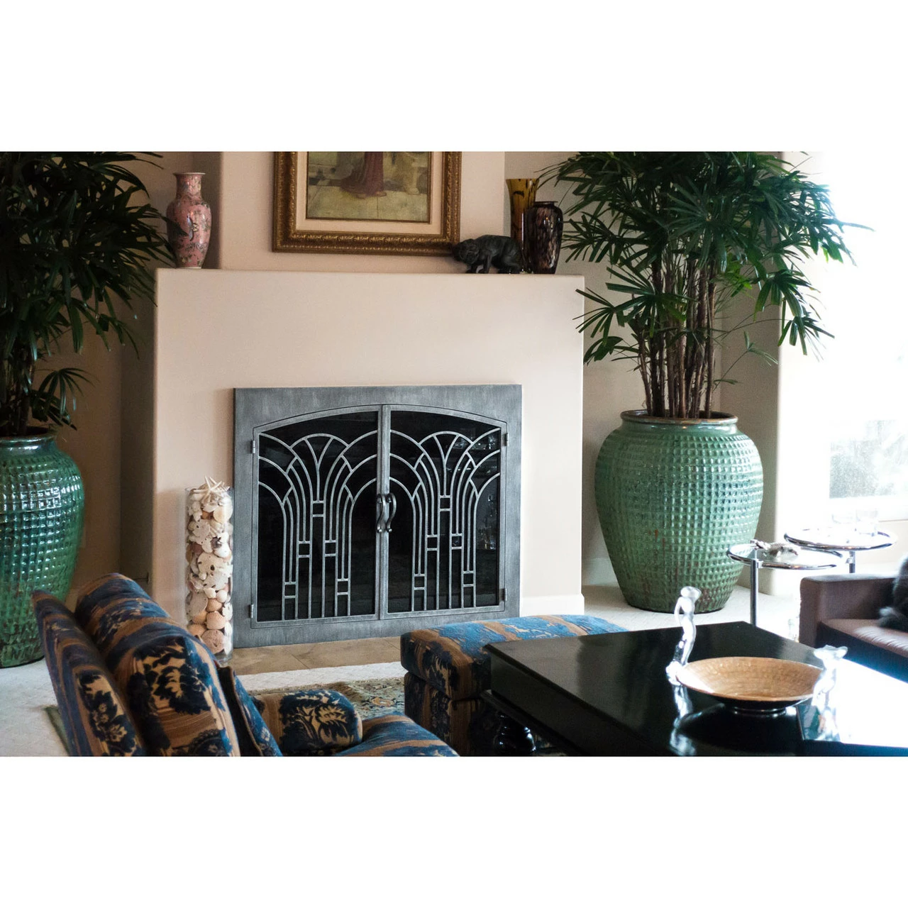 Alexandria Rectangular Inside Arched Fireplace Door - Wrought Iron 4 Alexandria Rectangular Inside Arched Fireplace Door - Wrought Iron - Image 2
