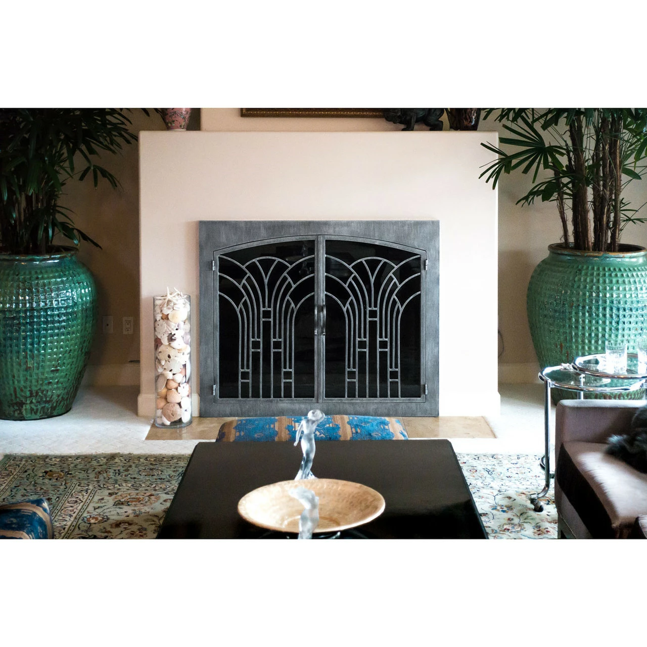 Alexandria Rectangular Inside Arched Fireplace Door - Wrought Iron 3 Alexandria Rectangular Inside Arched Fireplace Door - Wrought Iron