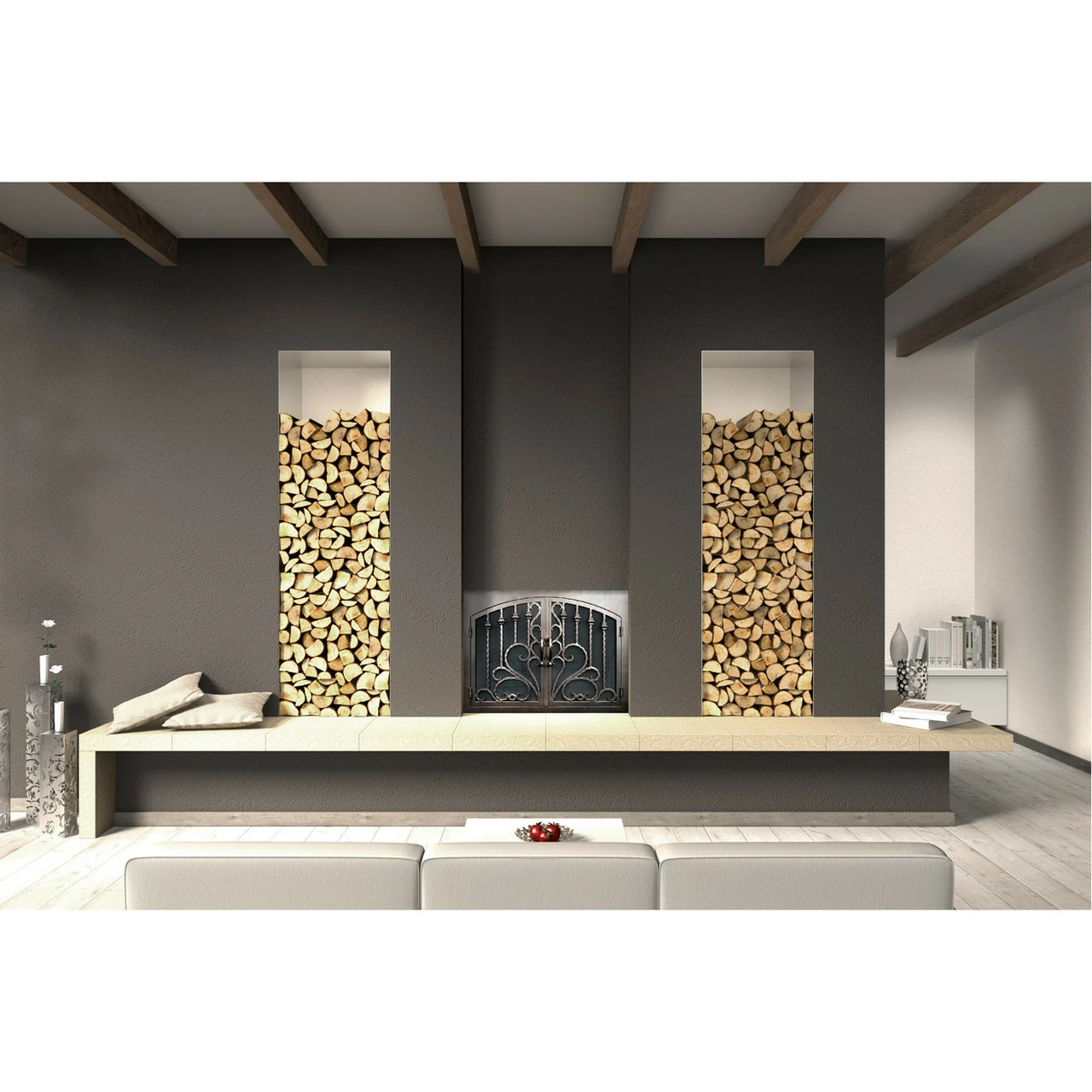 Arcadia Rectangular Inside Arch Fireplace Door - Wrought Iron 3 Arcadia Rectangular Inside Arch Fireplace Door - Wrought Iron