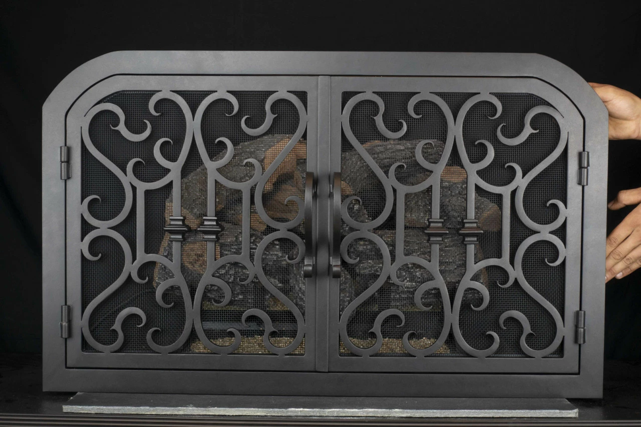 Carlsbad Arched Fireplace Door - Wrought Iron 3 Carlsbad Arched Fireplace Door - Wrought Iron