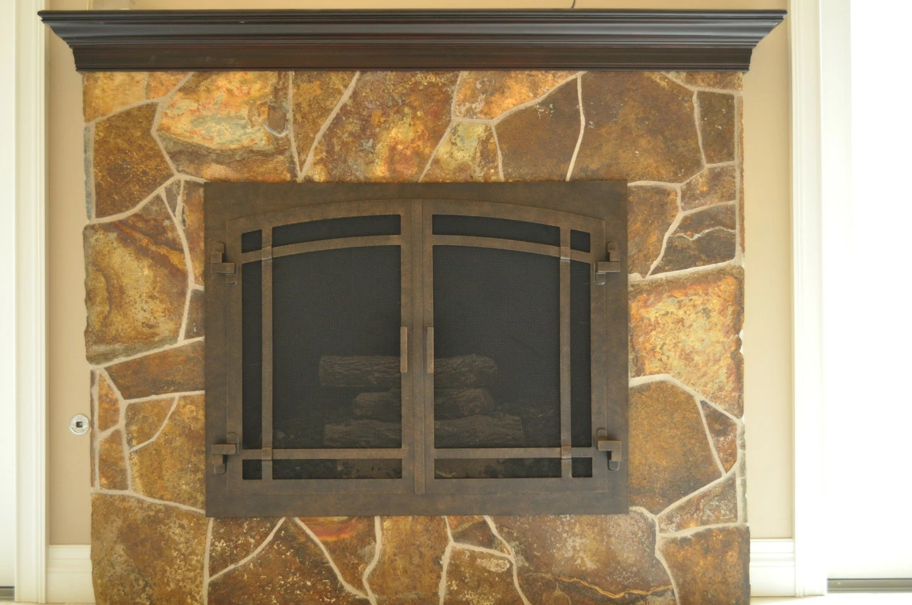 Santa Monica Rectangular Inside Arch Fireplace Door - Wrought Iron 3 Santa Monica Rectangular Inside Arch Fireplace Door - Wrought Iron