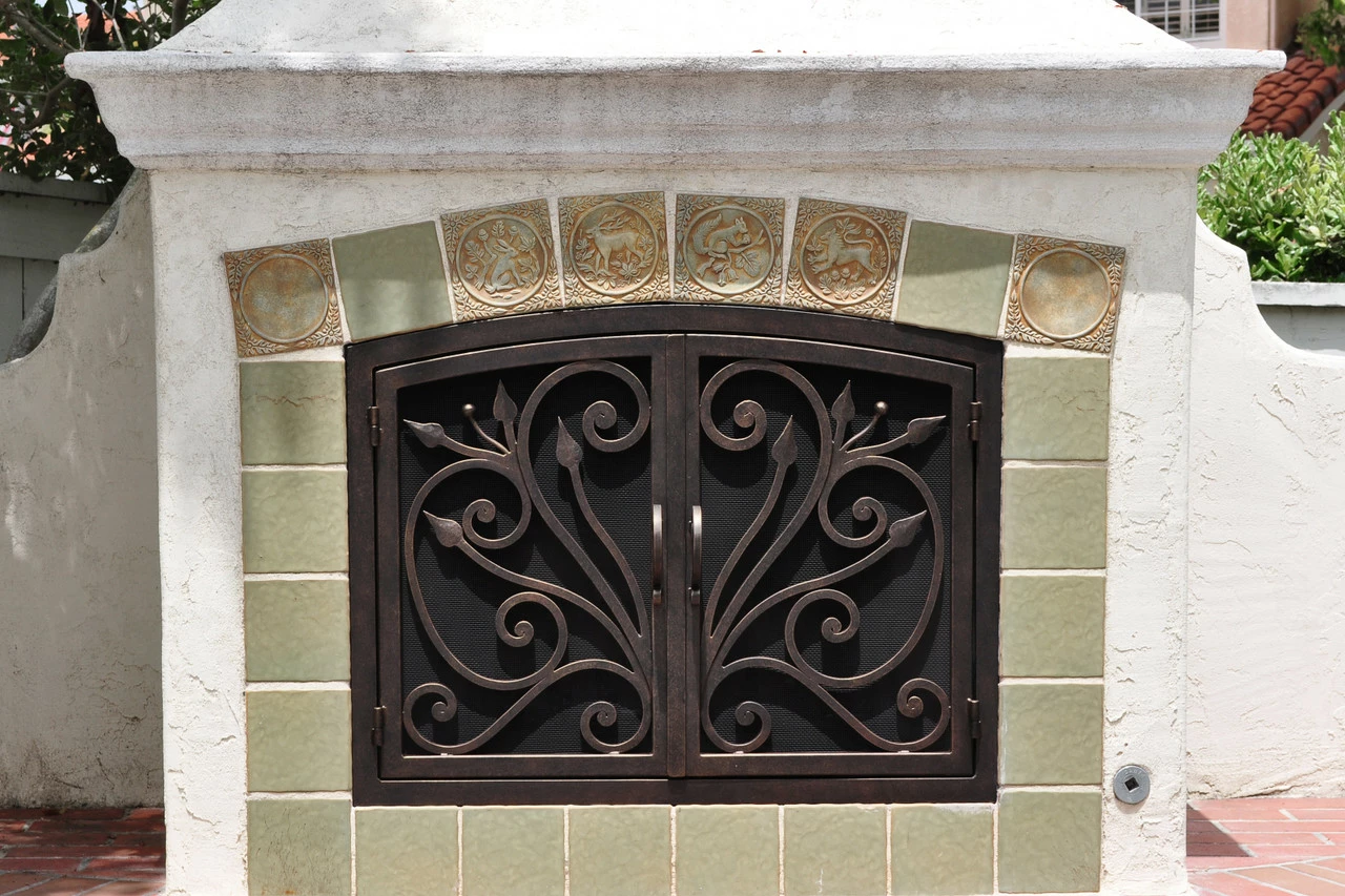 Orchid Arched Fireplace Door - Wrought Iron 7 Orchid Arched Fireplace Door - Wrought Iron - Image 5