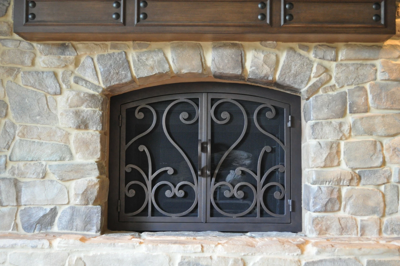 Del Mar Arched Fireplace Door - Wrought Iron 3 Del Mar Arched Fireplace Door - Wrought Iron