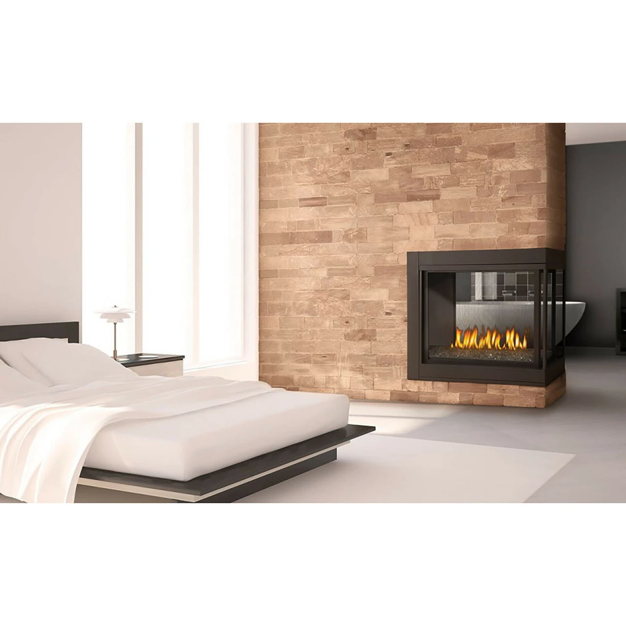 Ascent Multi-View Three Sided Fireplace With Log Set Burner Assembly - Napoleon 3 Ascent Multi-View Three Sided Fireplace With Log Set Burner Assembly - Napoleon