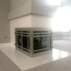 Mission Rectangular U-Shape Fireplace Door - Wrought Iron