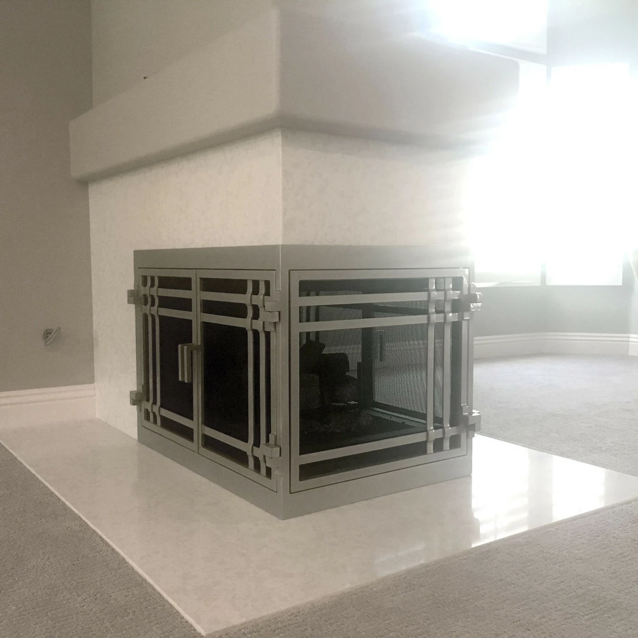 Mission Rectangular U-Shape Fireplace Door - Wrought Iron 3 Mission Rectangular U-Shape Fireplace Door - Wrought Iron