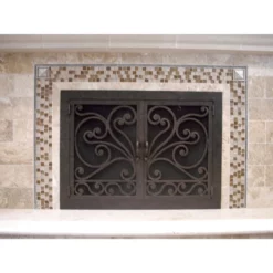 Faraday Rectangular Fireplace Door - Wrought Iron 8 Faraday Rectangular Fireplace Door - Wrought Iron -AMS FIREPLACE Sales Serine 2b door close 56855.1581637987