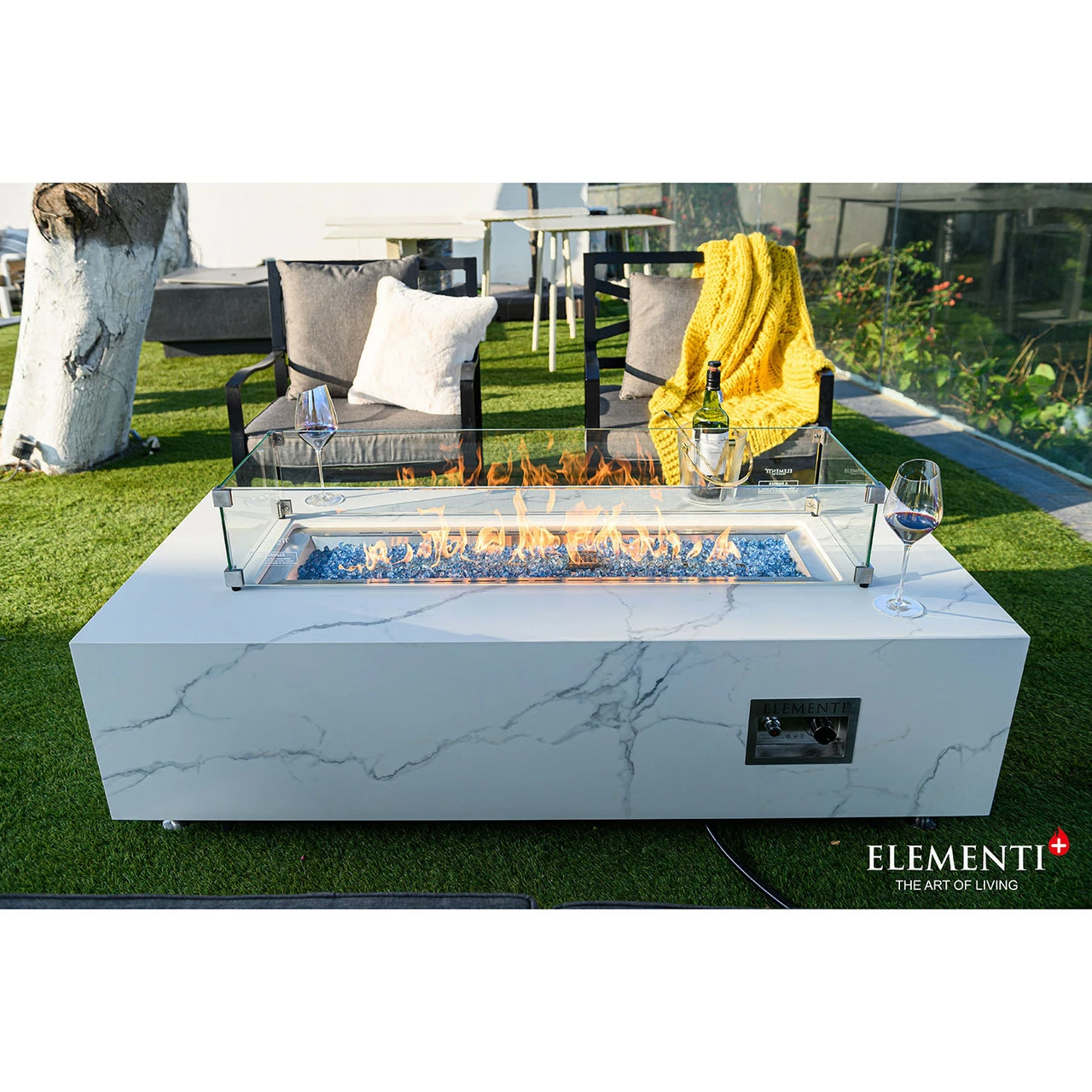 Elementi Plus Carrara Marble Porcelain Fire Table 3 Elementi Plus Carrara Marble Porcelain Fire Table