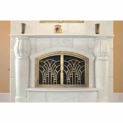Alexandria Arched Fireplace Door - Wrought Iron