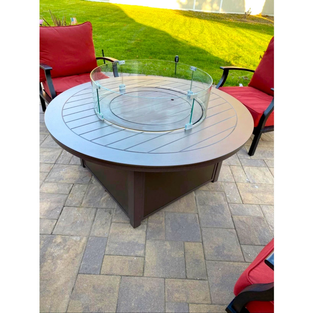 AMS Fire Pit Table Round Glass Wind Guard - 1/4" Thick Glass - Fire Flame Guard 10 AMS Fire Pit Table Round Glass Wind Guard - 1/4" Thick Glass - Fire Flame Guard - Image 8