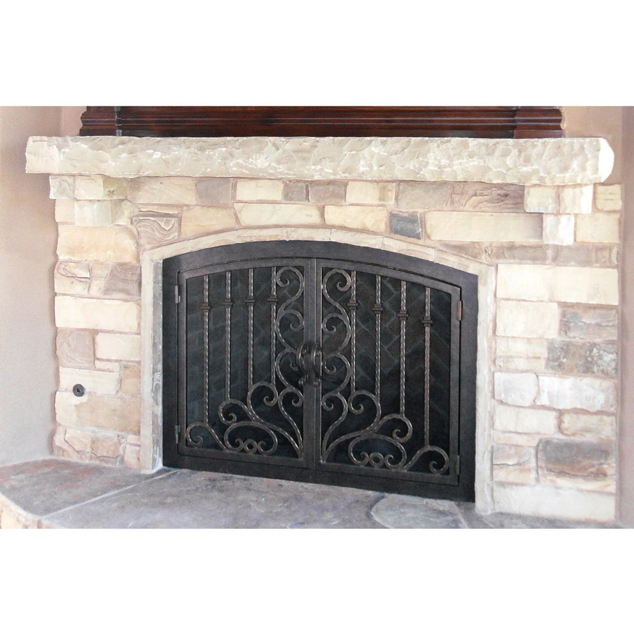 Arcadia Arched Fireplace Door - Wrought Iron 3 Arcadia Arched Fireplace Door - Wrought Iron