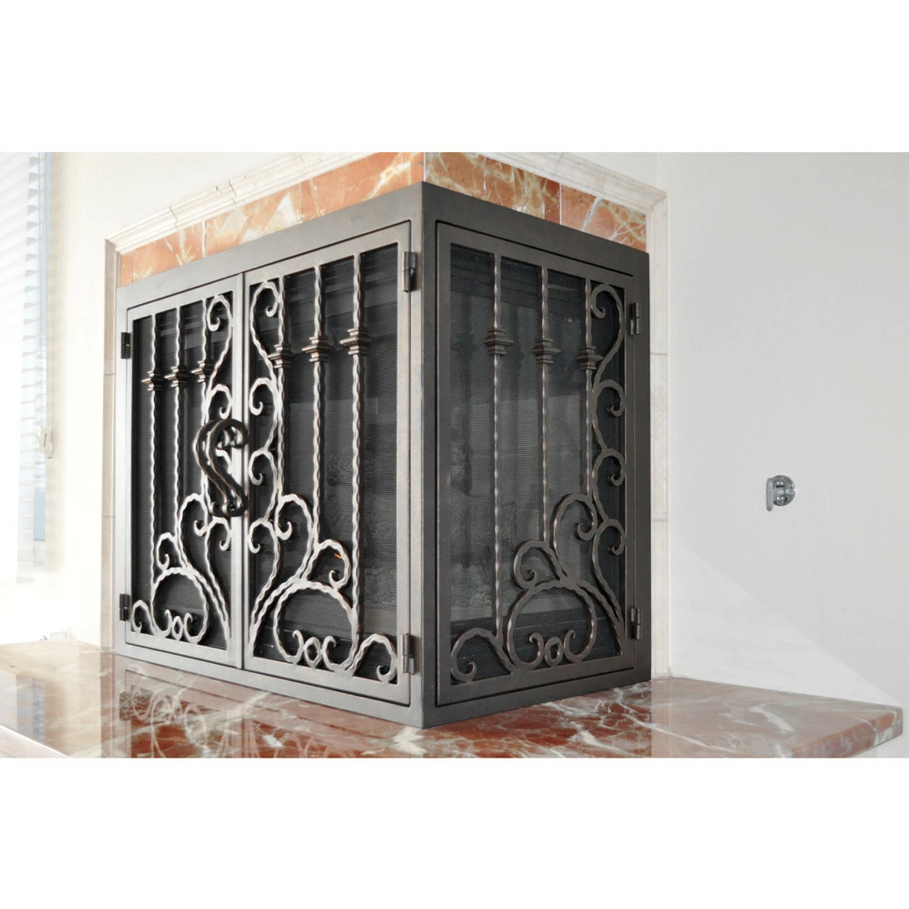 Arcadia Rectangular L-Shape Fireplace Door - Wrought Iron 4 Arcadia Rectangular L-Shape Fireplace Door - Wrought Iron - Image 2