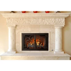Azalea Rectangular Fireplace Door - Wrought Iron