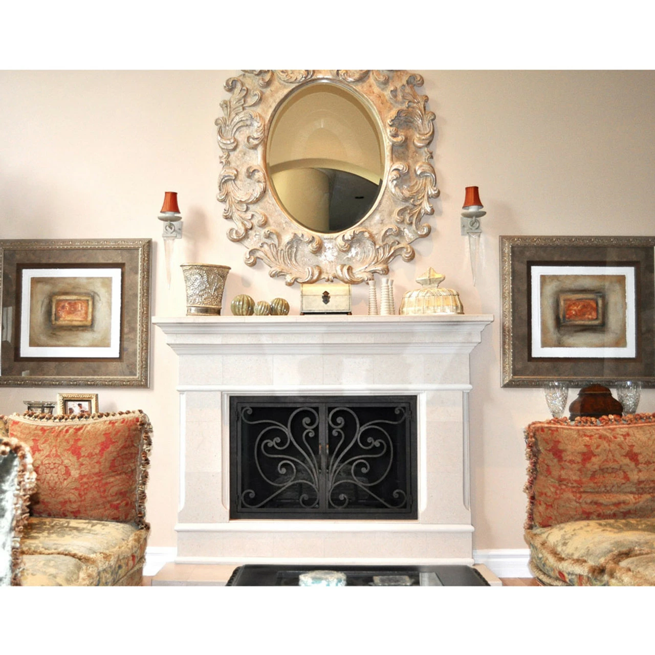 Azalea Rectangular Fireplace Door - Wrought Iron 4 Azalea Rectangular Fireplace Door - Wrought Iron - Image 2