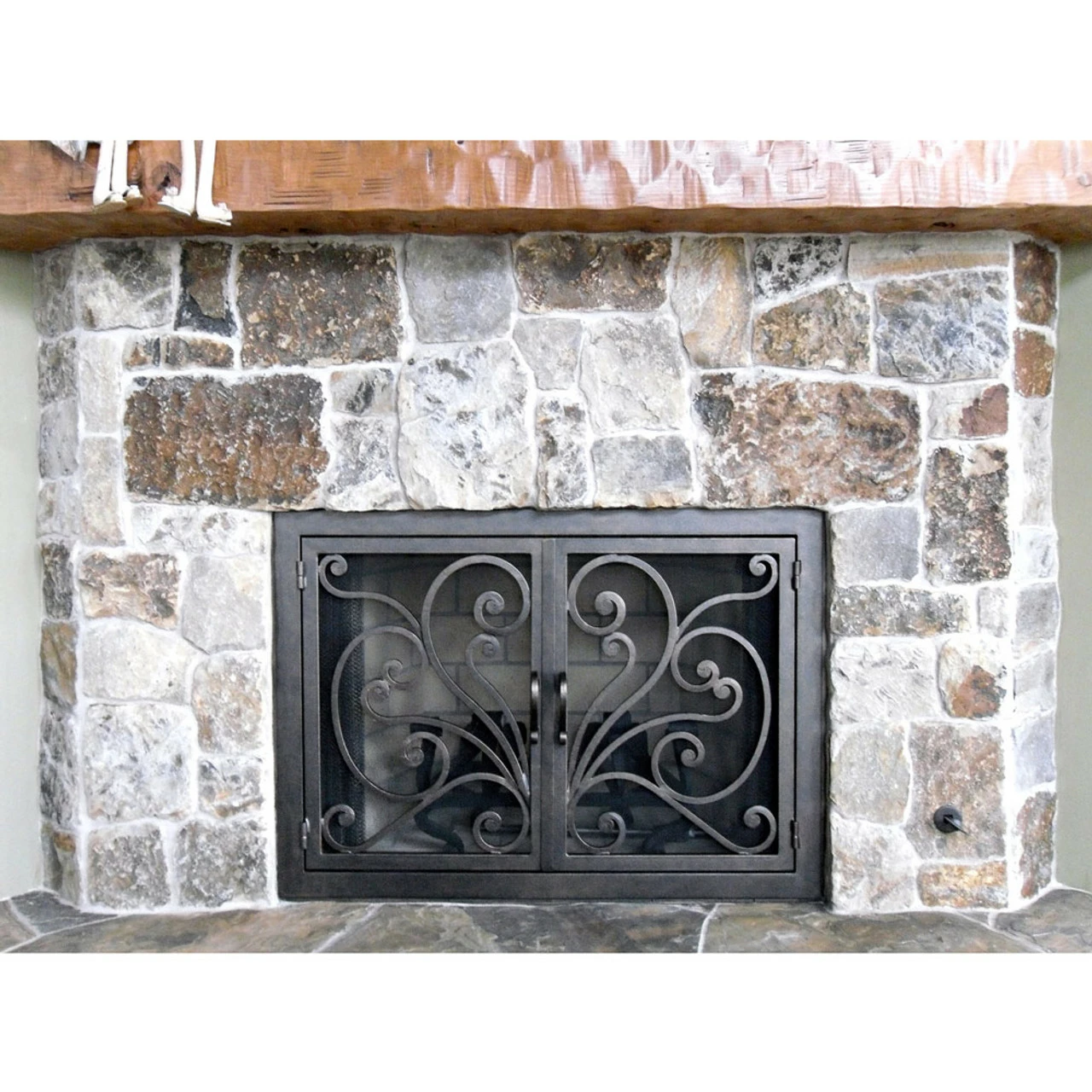 Azalea Rectangular Fireplace Door - Wrought Iron 5 Azalea Rectangular Fireplace Door - Wrought Iron - Image 3