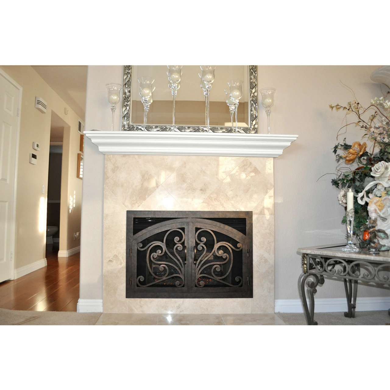 Azalea Rectangular Inside Arch Fireplace Door - Wrought Iron 3 Azalea Rectangular Inside Arch Fireplace Door - Wrought Iron