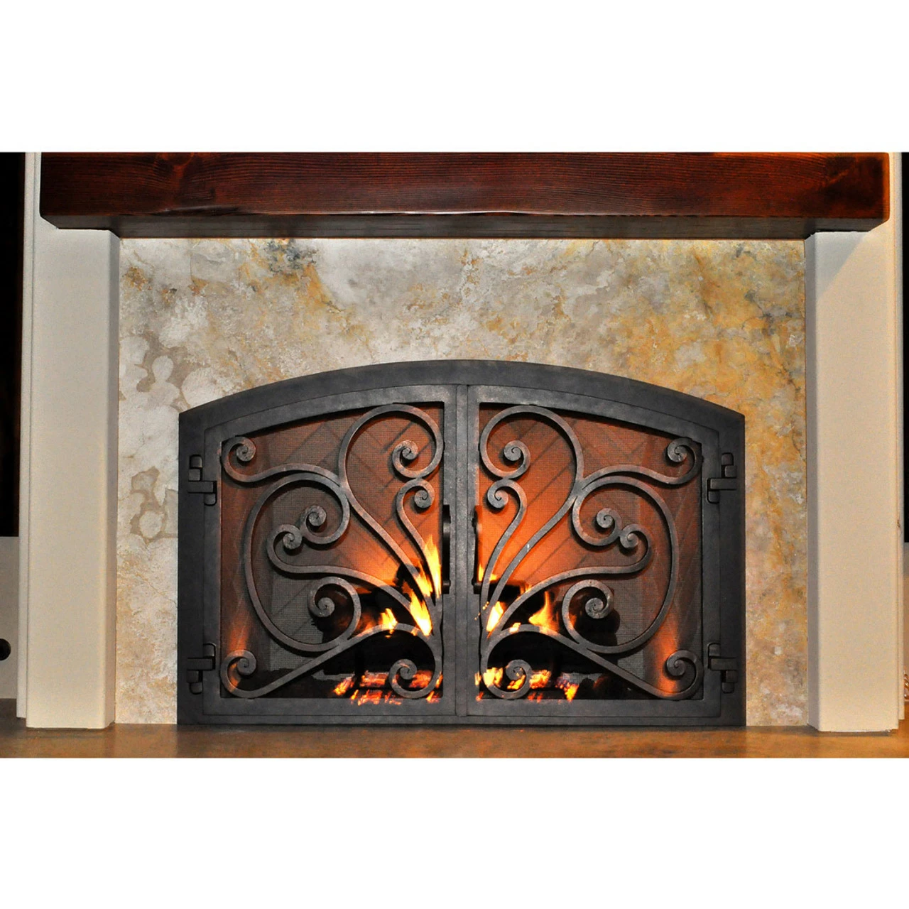 Azalea Arched Fireplace Door - Wrought Iron 3 Azalea Arched Fireplace Door - Wrought Iron - Image 2
