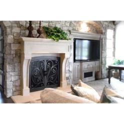 Azalea Arched Fireplace Door - Wrought Iron