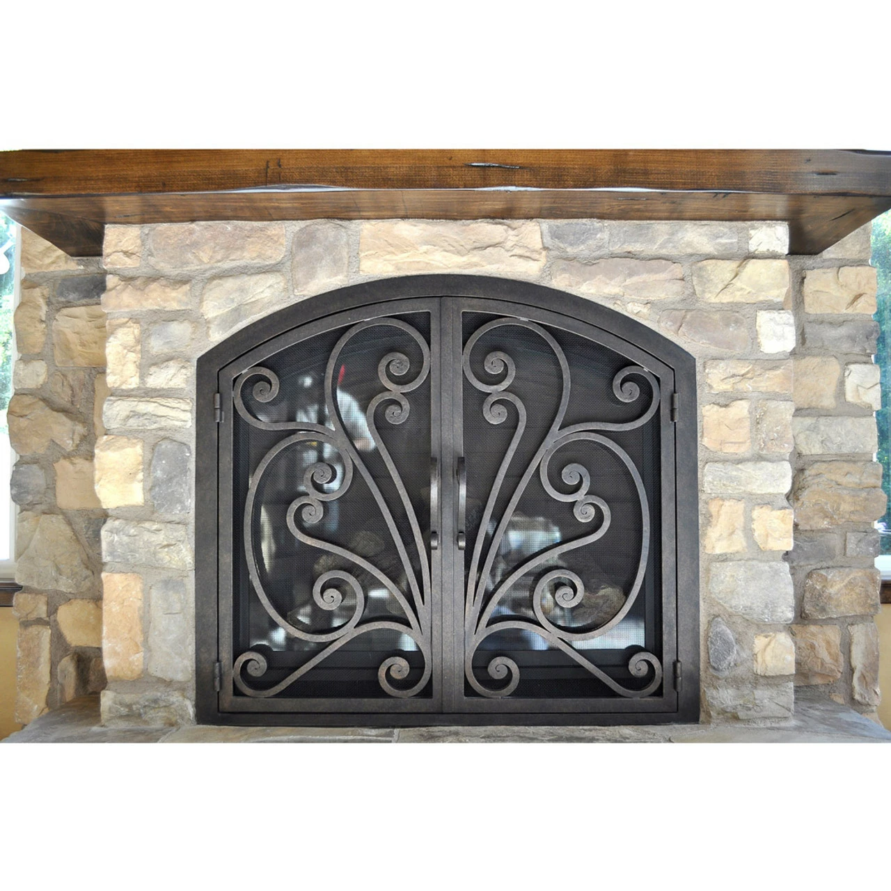 Azalea Arched Fireplace Door - Wrought Iron 5 Azalea Arched Fireplace Door - Wrought Iron - Image 4
