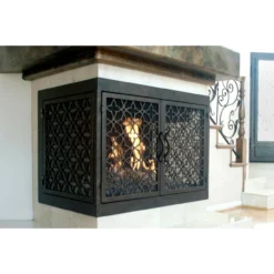 Batista Rectangular U-Shape Fireplace Door - Wrought Iron