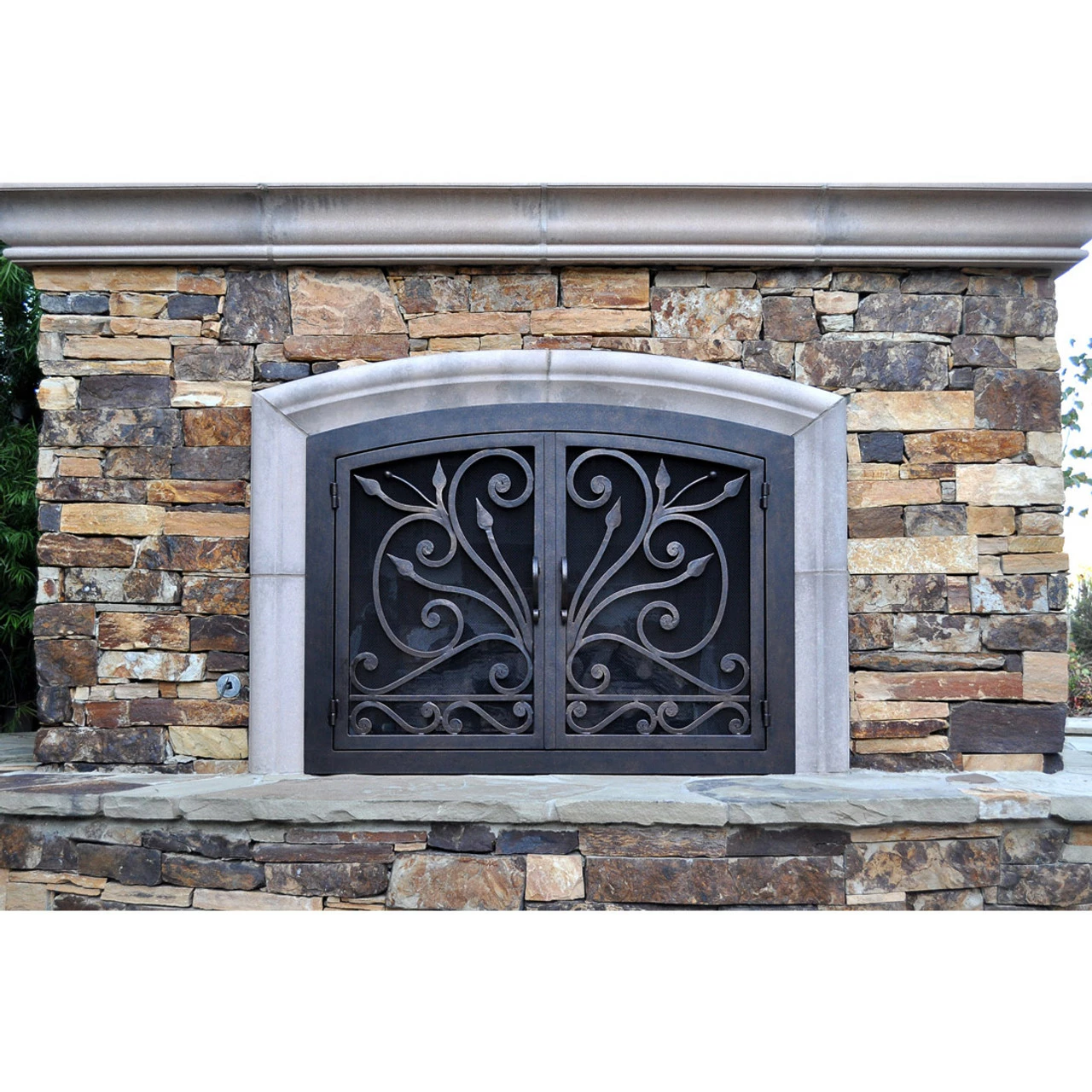 Big Sur Arched Fireplace Door - Wrought Iron 4 Big Sur Arched Fireplace Door - Wrought Iron - Image 2