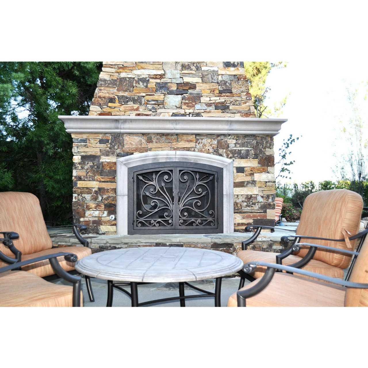 Big Sur Arched Fireplace Door - Wrought Iron 5 Big Sur Arched Fireplace Door - Wrought Iron - Image 3