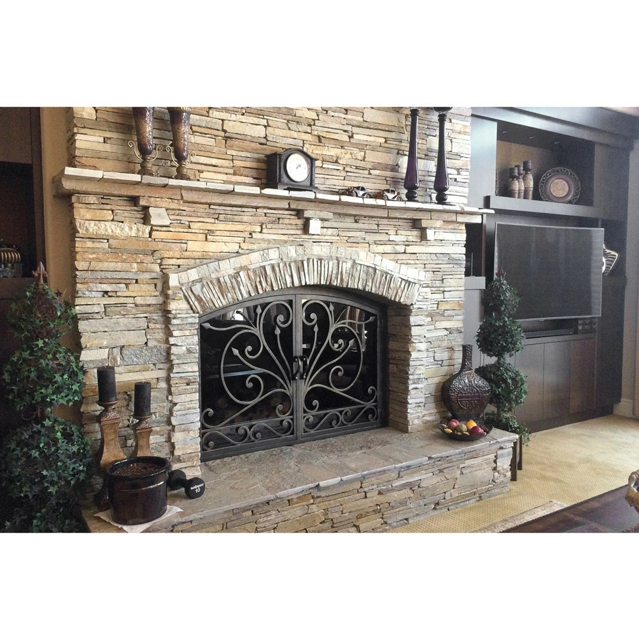 Big Sur Arched Fireplace Door - Wrought Iron 6 Big Sur Arched Fireplace Door - Wrought Iron - Image 4