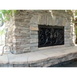 Breeze Rectangular Fireplace Door - Wrought Iron