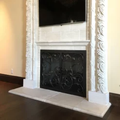 Camellia Rectangular Fireplace Door - Wrought Iron -AMS FIREPLACE Sales camellia 49 fireplace door web4 08679.1655848294