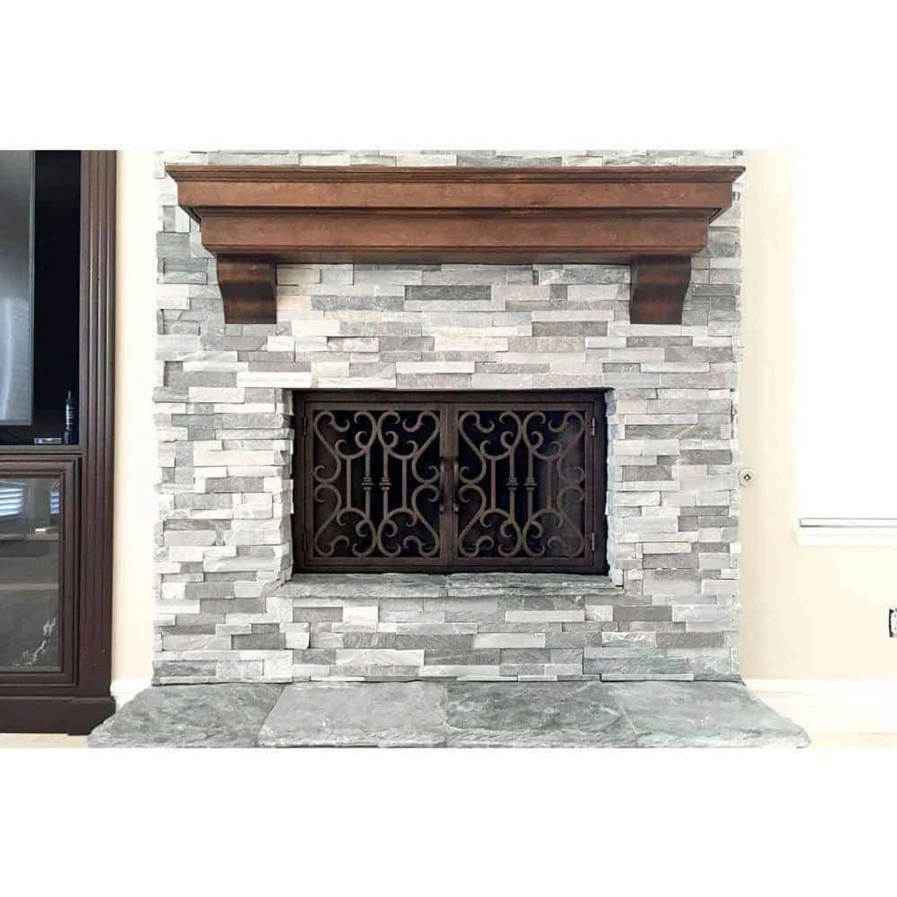 Carlsbad Rectangular Fireplace Door - Wrought Iron 4 Carlsbad Rectangular Fireplace Door - Wrought Iron - Image 2