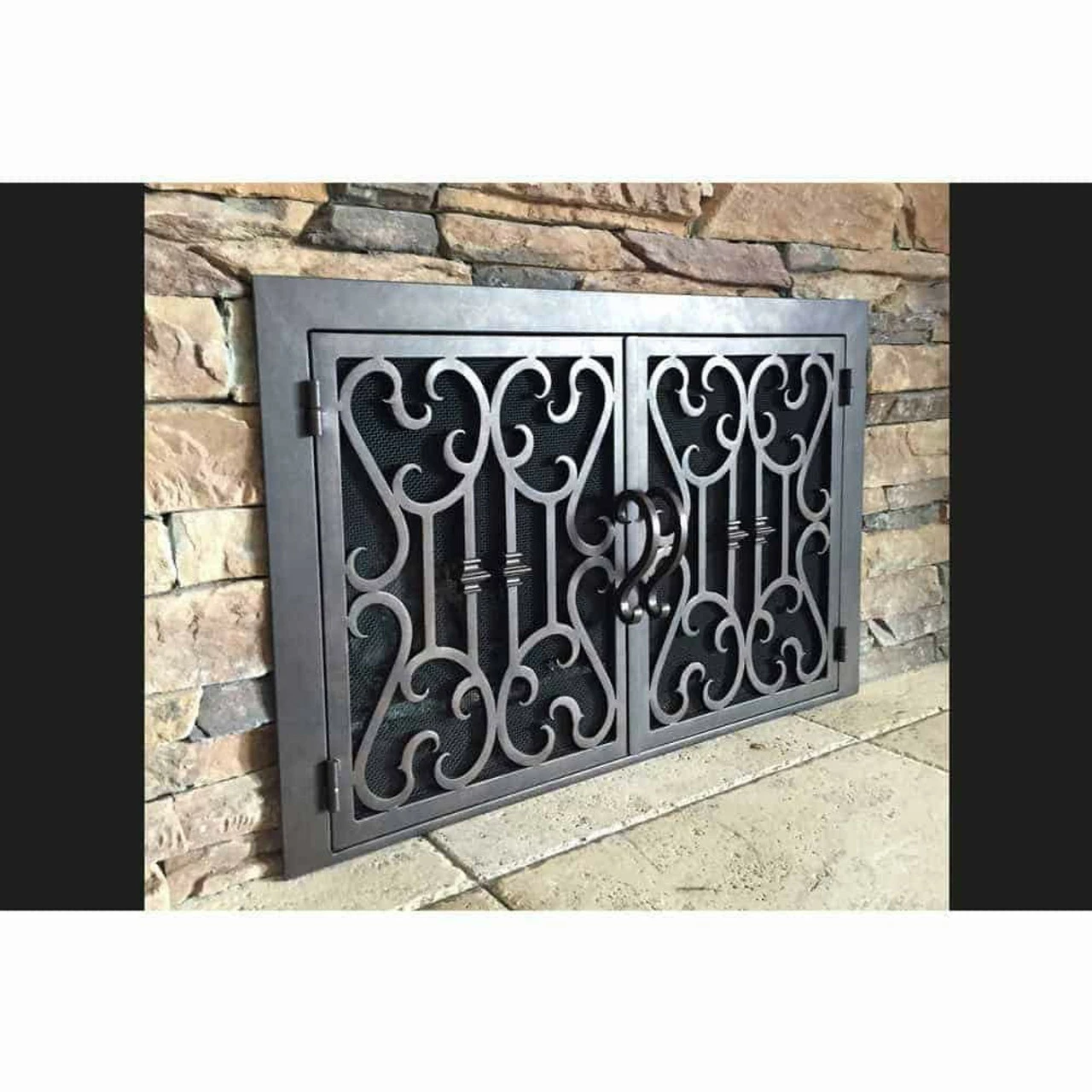 Carlsbad Rectangular Fireplace Door - Wrought Iron 6 Carlsbad Rectangular Fireplace Door - Wrought Iron - Image 4
