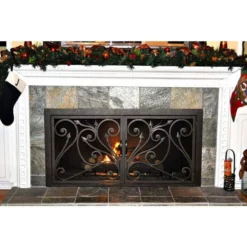 Catalina Rectangular Fireplace Door - Wrought Iron -AMS FIREPLACE Sales catalina 14 rectangular fireplace door web2 36972.1574812716