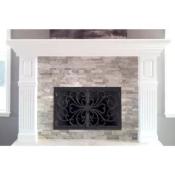 Classic Rectangular Fireplace Door - Wrought Iron