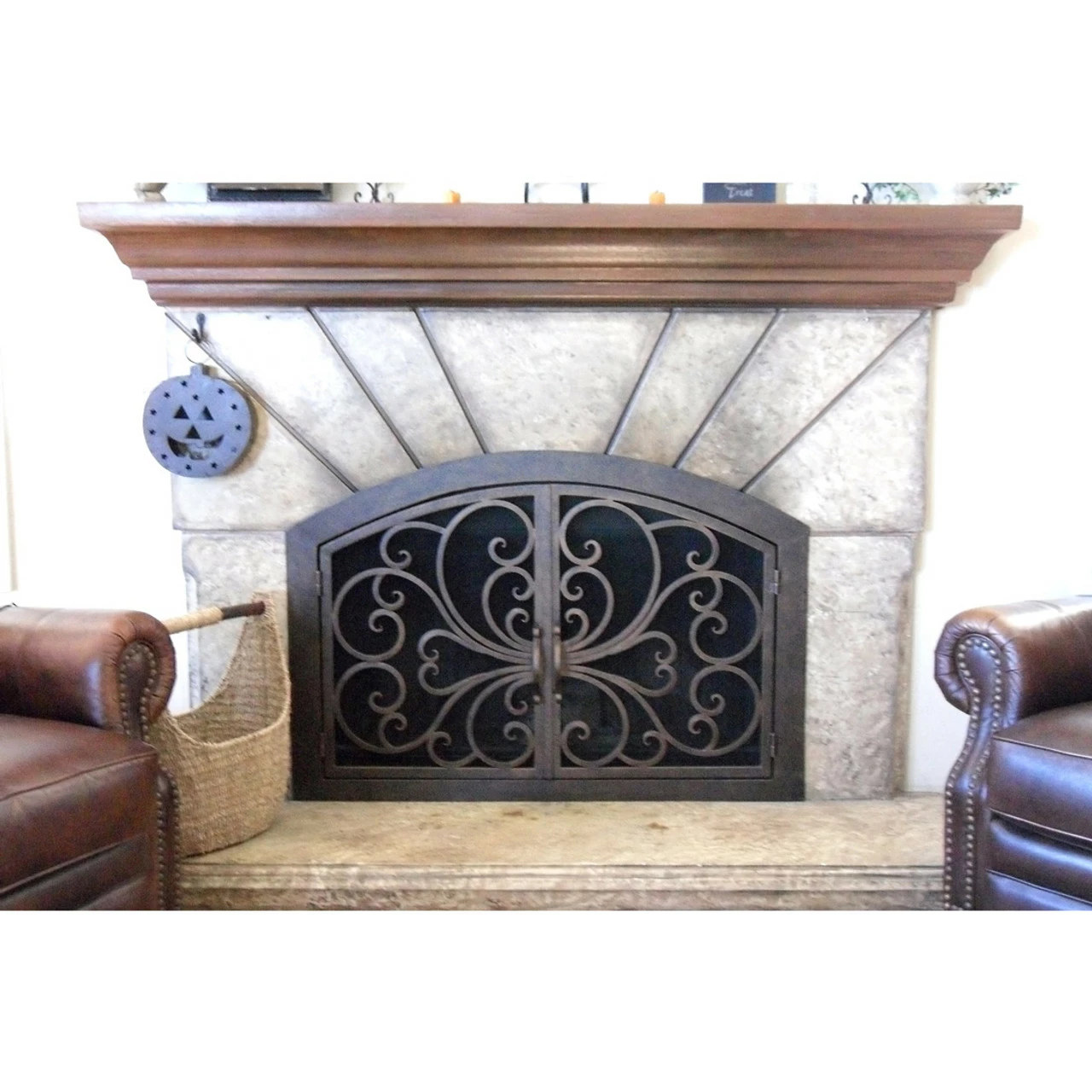 Classic Arched Fireplace Door - Wrought Iron 4 Classic Arched Fireplace Door - Wrought Iron - Image 2