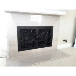 Classic Rectangular Fireplace Door - Wrought Iron -AMS FIREPLACE Sales classic 1 fireplace door marble 32856.1582137181