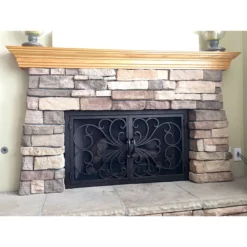 Classic Rectangular Fireplace Door - Wrought Iron -AMS FIREPLACE Sales classic 1 fireplace door stone 32112.1582137181