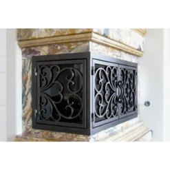 Classic Rectangular L-Shape Fireplace Door - Wrought Iron