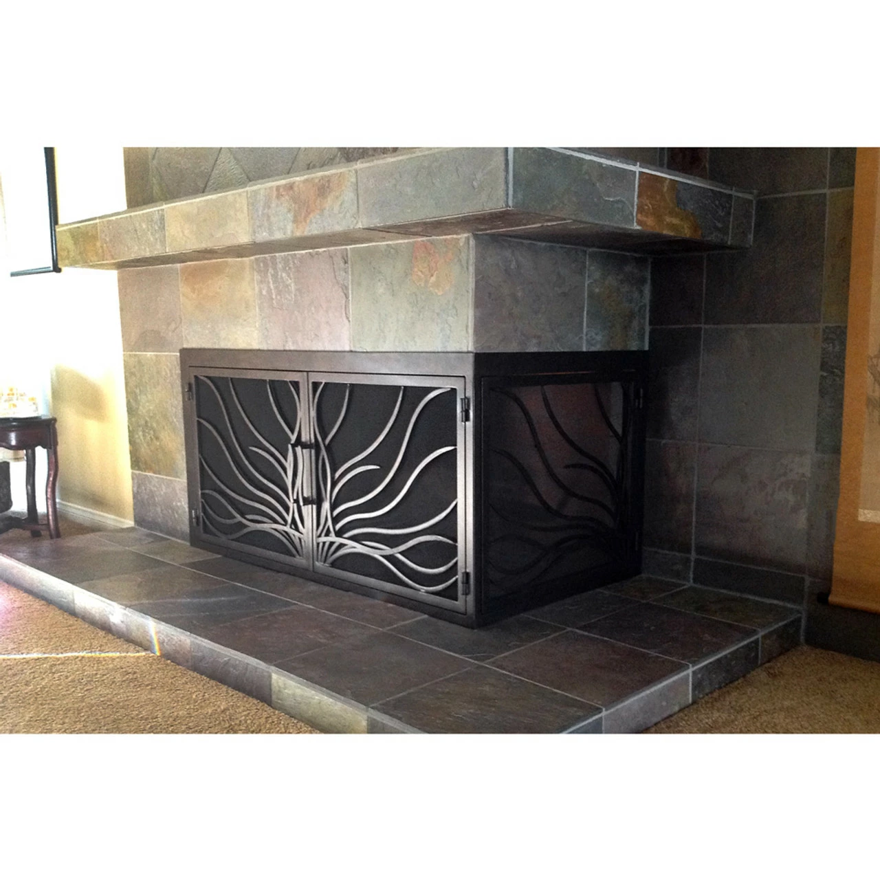 Coral Rectangular L-Shape Fireplace Door - Wrought Iron 3 Coral Rectangular L-Shape Fireplace Door - Wrought Iron