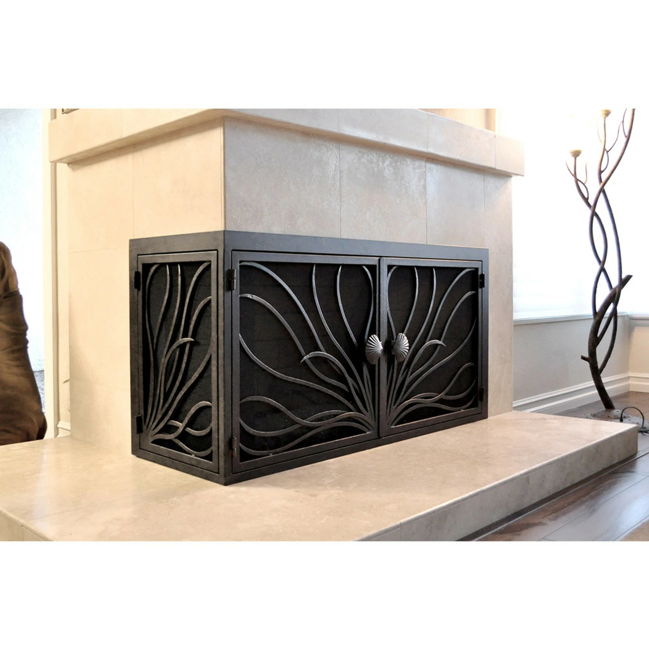 Coral Rectangular L-Shape Fireplace Door - Wrought Iron 5 Coral Rectangular L-Shape Fireplace Door - Wrought Iron - Image 3