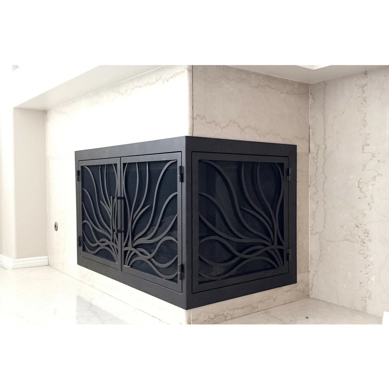 Coral Rectangular L-Shape Fireplace Door - Wrought Iron 4 Coral Rectangular L-Shape Fireplace Door - Wrought Iron - Image 2