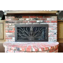 Coral Rectangular Fireplace Door - Wrought Iron -AMS FIREPLACE Sales coral 15 rectangular fireplace door web2 66395.1574815872