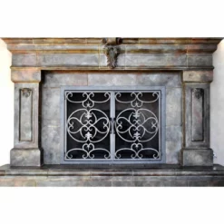 Courtyard Rectangular Fireplace Door- Wrought Iron