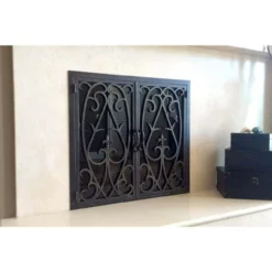 Dawas Rectangular Fireplace Door - Wrought Iron