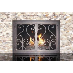 Del Mar Rectangular Fireplace Door - Wrought Iron